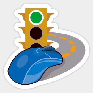 Computer Mouse on the Road  Traffic Light Retro Sticker